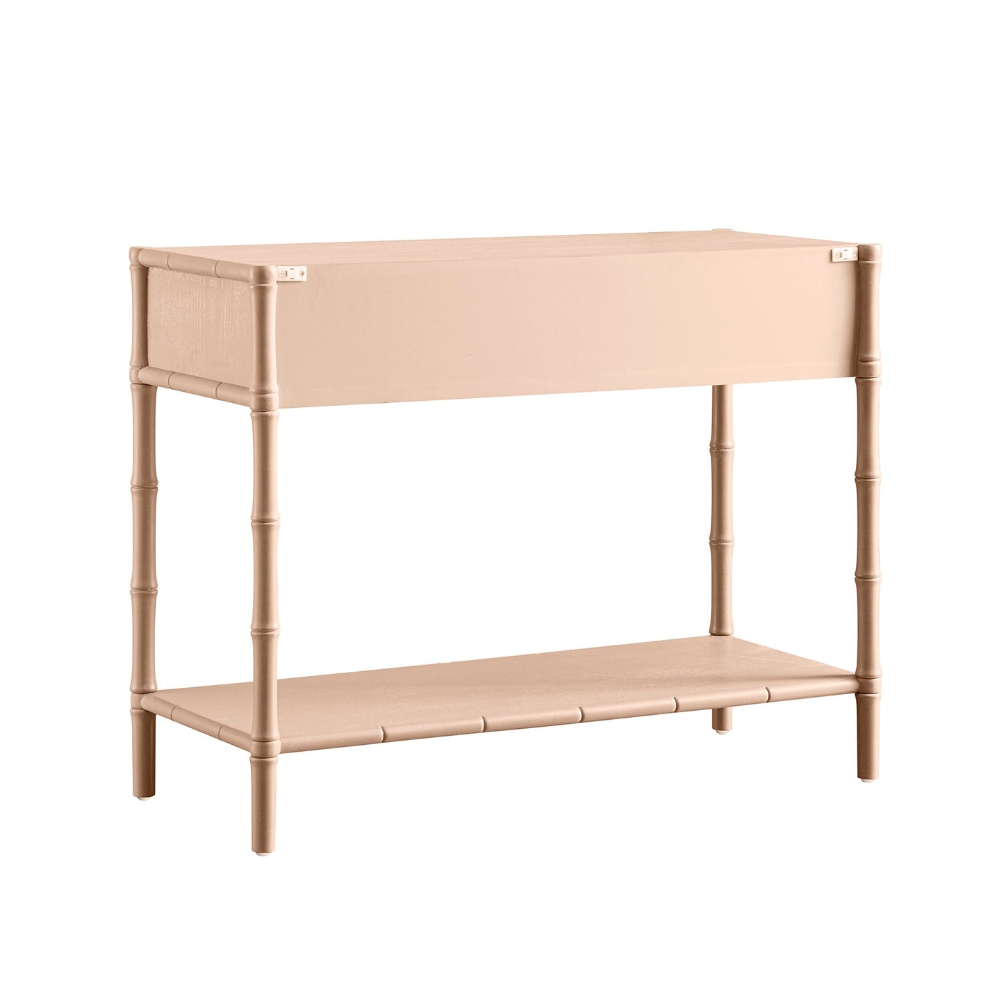 Console 2 tiroirs Elstowe en imitation bambou, rose nude