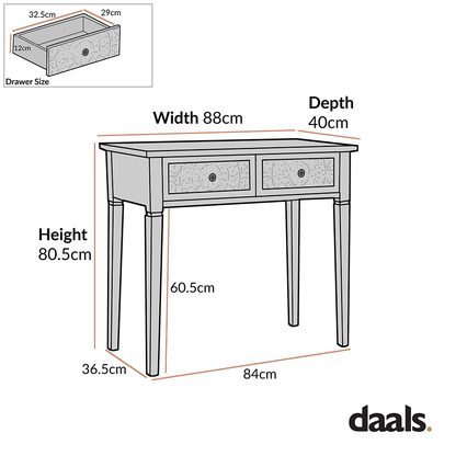 Console/coiffeuse sculptée Chantilly gris moyen