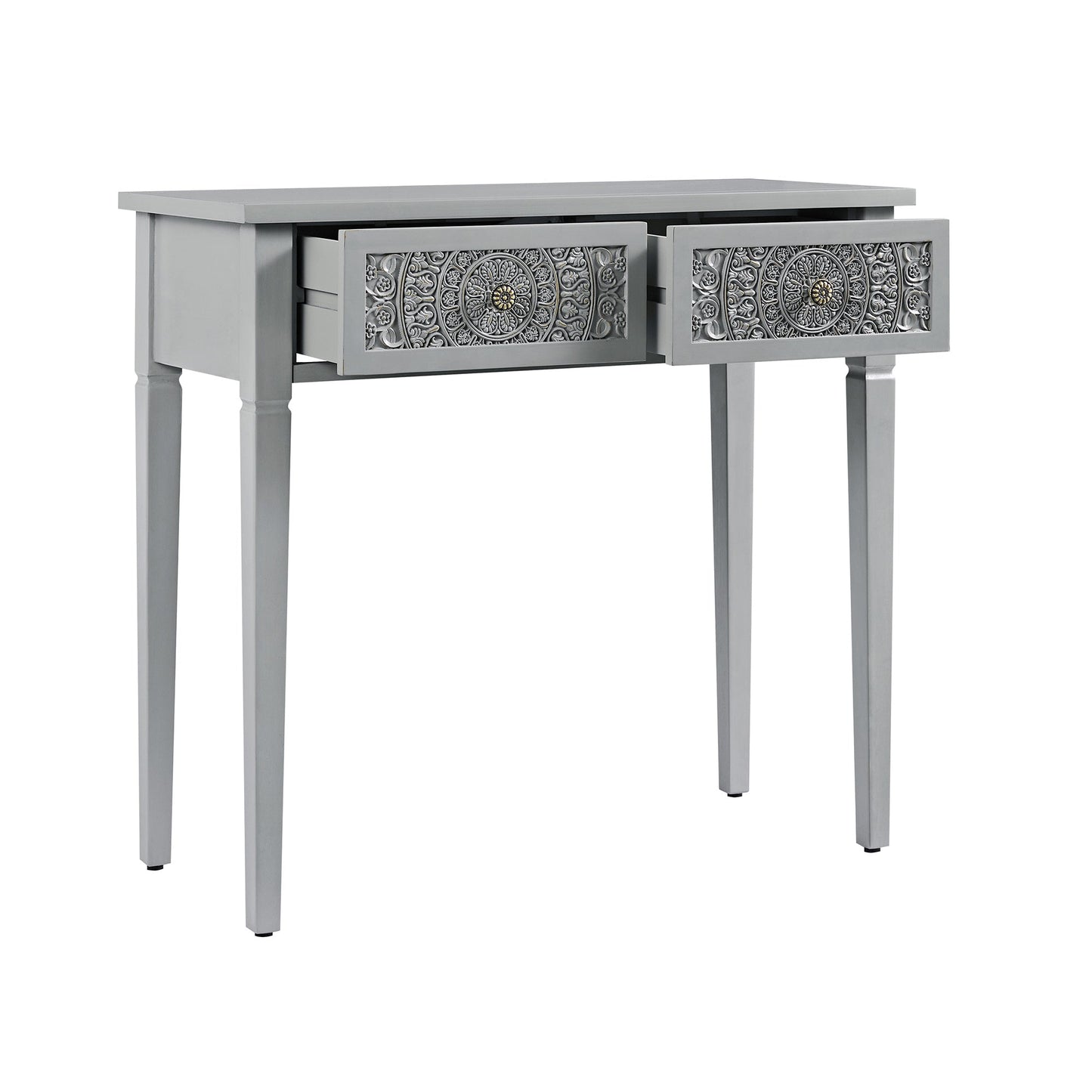 Console/coiffeuse sculptée Chantilly gris moyen