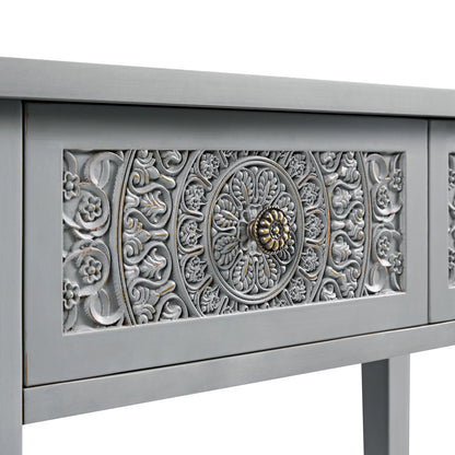 Console/coiffeuse sculptée Chantilly gris moyen