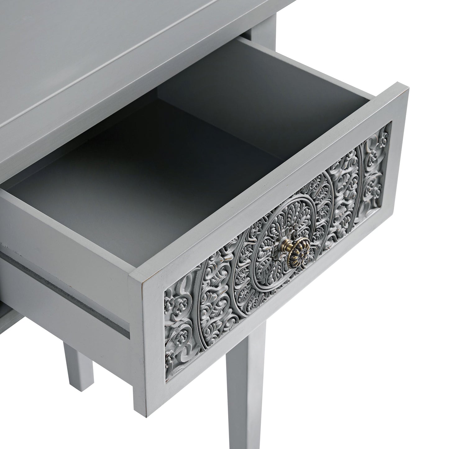 Console/coiffeuse sculptée Chantilly gris moyen