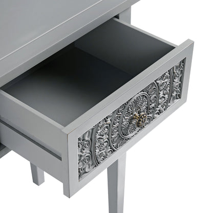 Console/coiffeuse sculptée Chantilly gris moyen