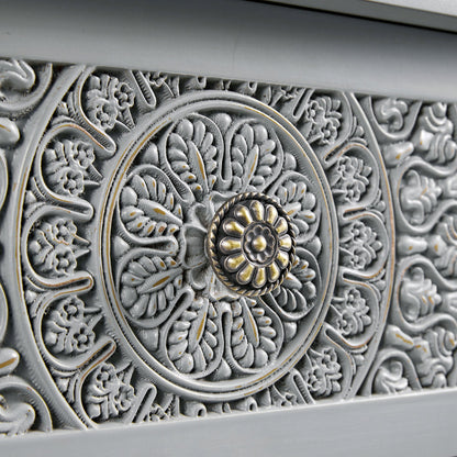 Console/coiffeuse sculptée Chantilly gris moyen