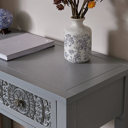 Console/coiffeuse sculptée Chantilly gris moyen