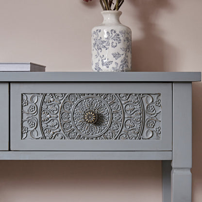 Console/coiffeuse sculptée Chantilly gris moyen