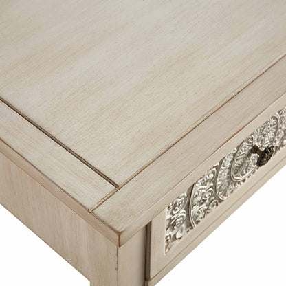 Console/coiffeuse sculptée blanchie à la chaux de Chantilly