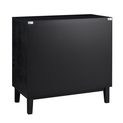 Commode 3 tiroirs sculptée Bianca Chip, bronze antique et noir