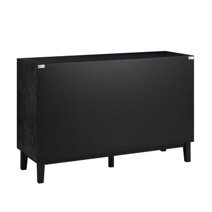 Commode 6 tiroirs sculptée Bianca Chip, bronze antique et noir