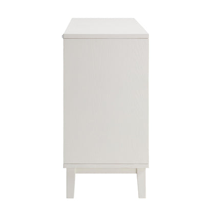 Commode 6 tiroirs sculptée Bianca Chip, beige sable et ivoire