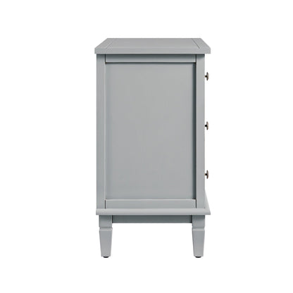 Commode 3 tiroirs sculptée gris moyen Chantilly