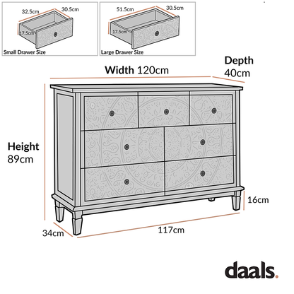 Commode 3 tiroirs sur 4 sculptée gris moyen Chantilly