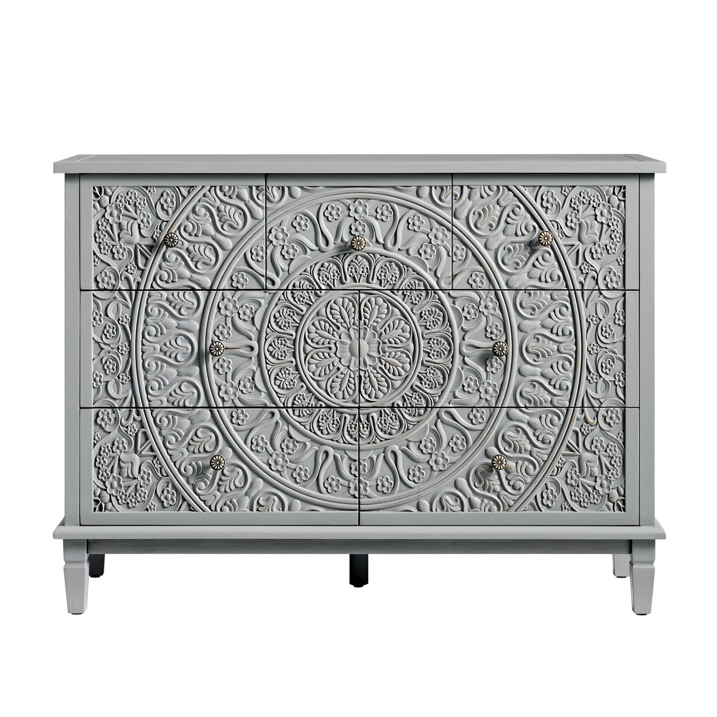Commode 3 tiroirs sur 4 sculptée gris moyen Chantilly