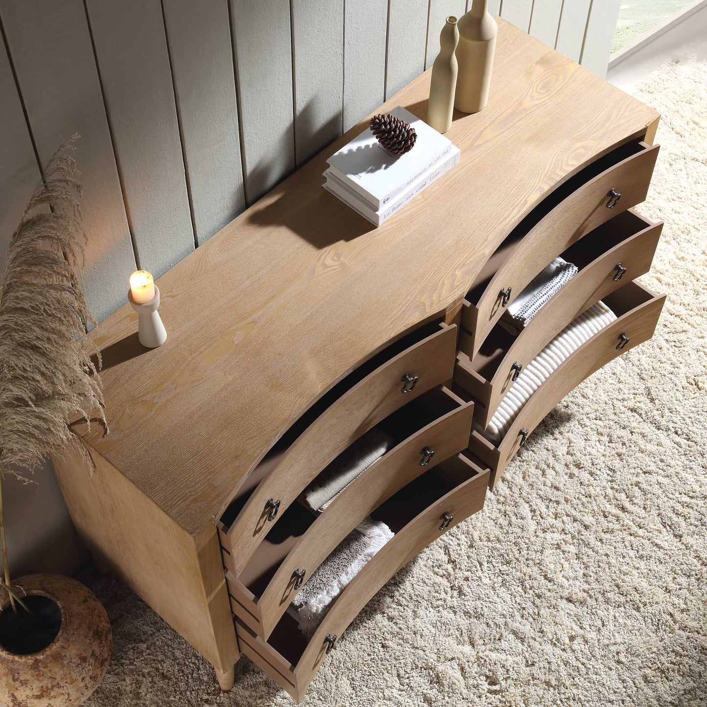 Commode double concave Thalia, naturelle