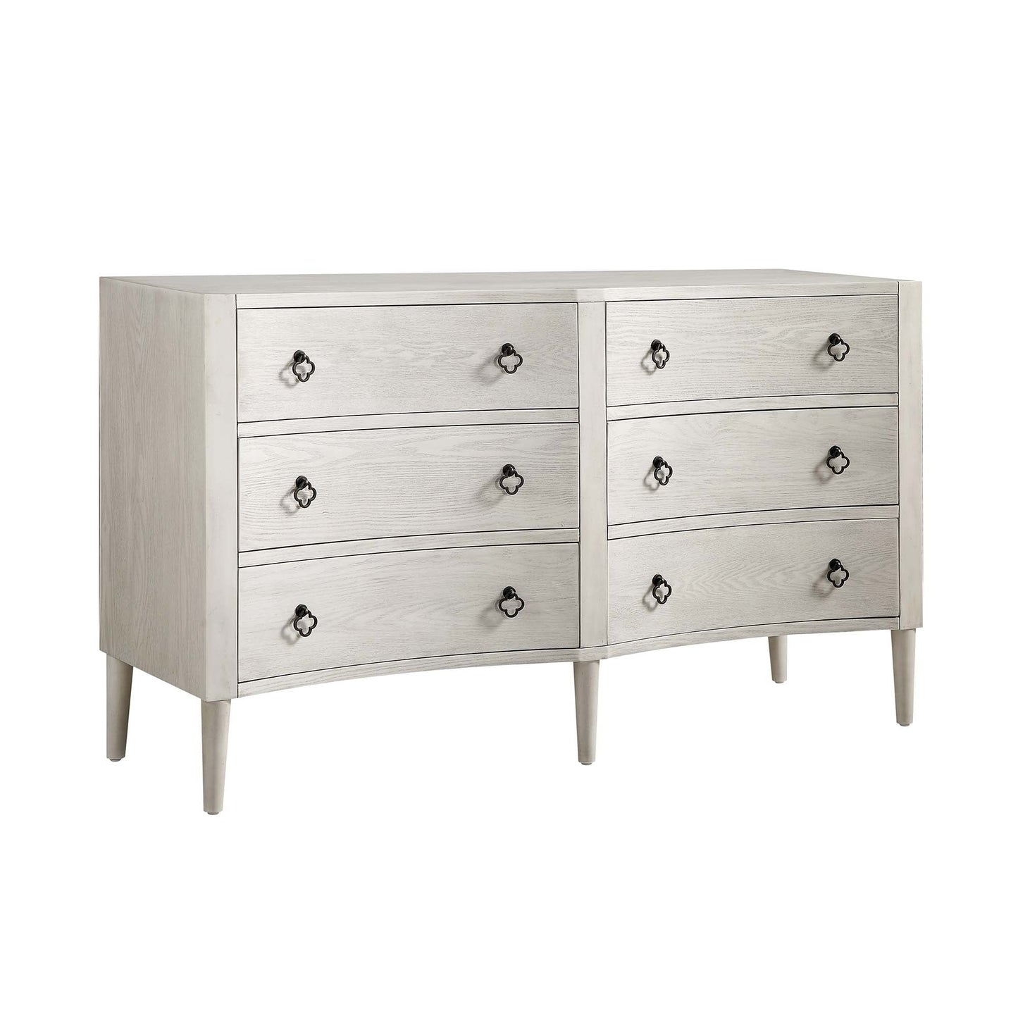 Commode double concave Thalia, blanc délavé