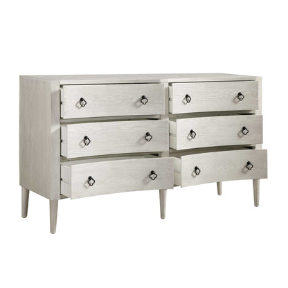 Commode double concave Thalia, blanc délavé