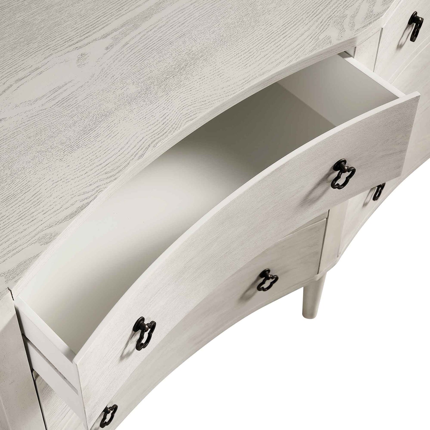 Commode double concave Thalia, blanc délavé