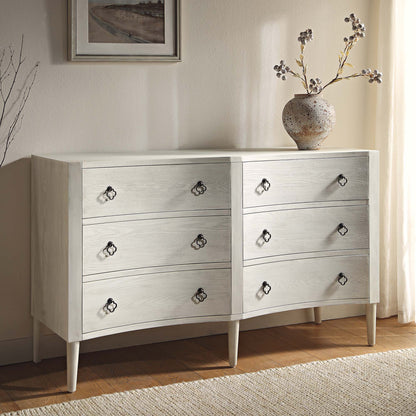 Commode double concave Thalia, blanc délavé