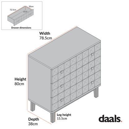 Commode 3 tiroirs Gibbs, naturelle