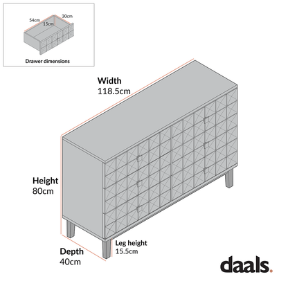 Commode Gibbs à 6 tiroirs, naturelle