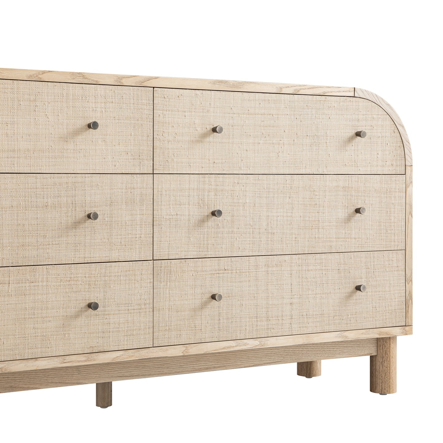 Commode 6 tiroirs Maude, frêne naturel avec raphia