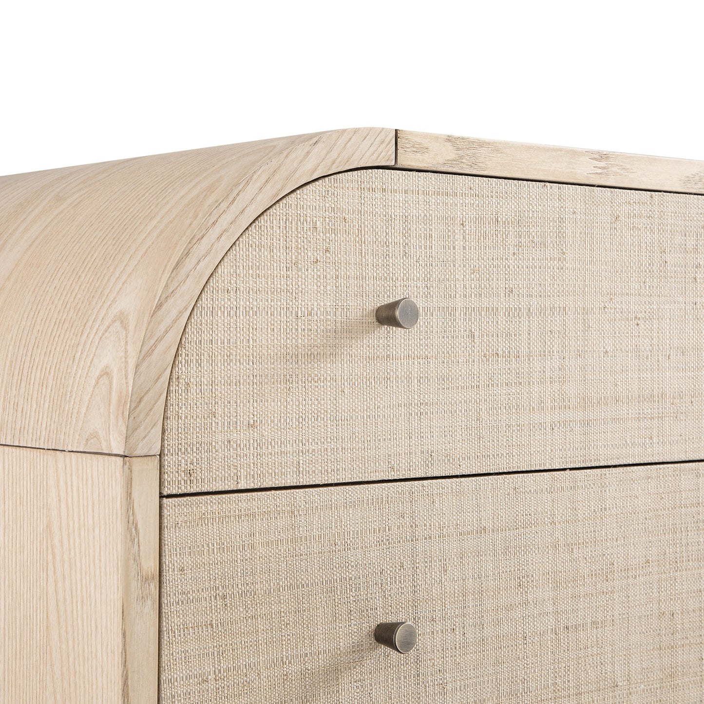 Commode 6 tiroirs Maude, frêne naturel avec raphia