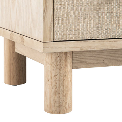 Commode 6 tiroirs Maude, frêne naturel avec raphia