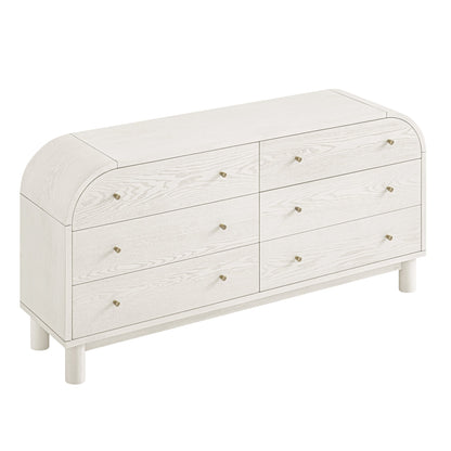 Commode 6 tiroirs Maude, frêne blanc lavé