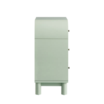 Commode 3 tiroirs Maude, frêne pistache atténué avec raphia