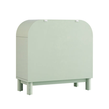 Commode 3 tiroirs Maude, frêne pistache atténué avec raphia