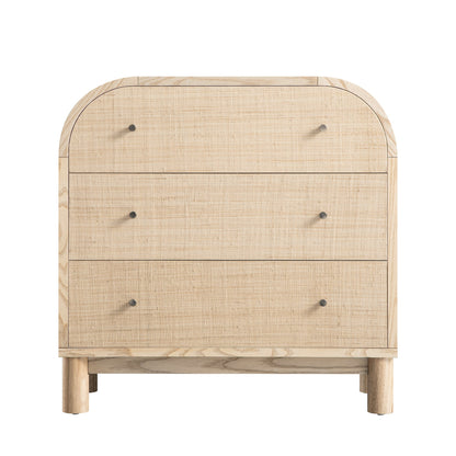 Commode 3 tiroirs Maude, frêne naturel avec raphia