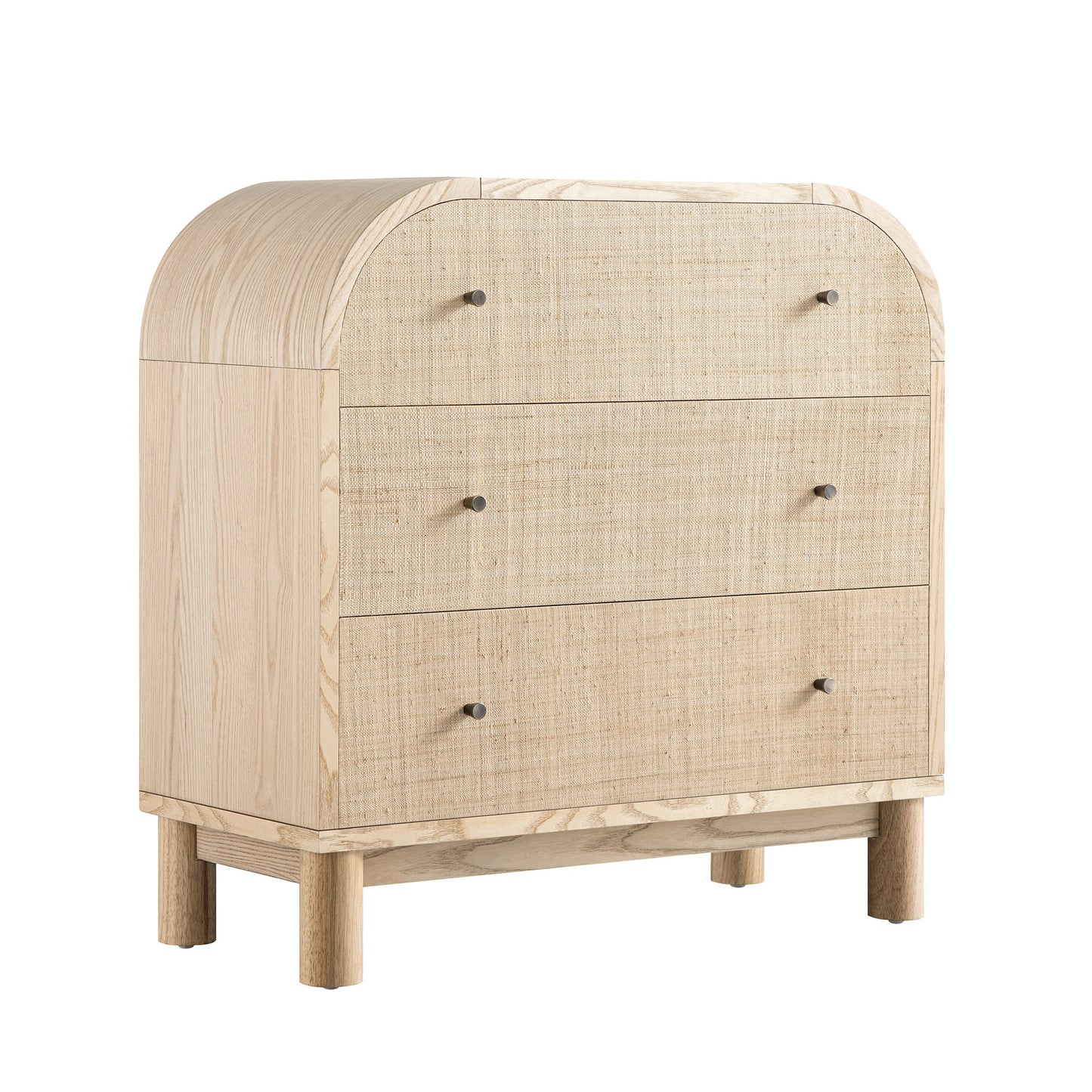 Commode 3 tiroirs Maude, frêne naturel avec raphia