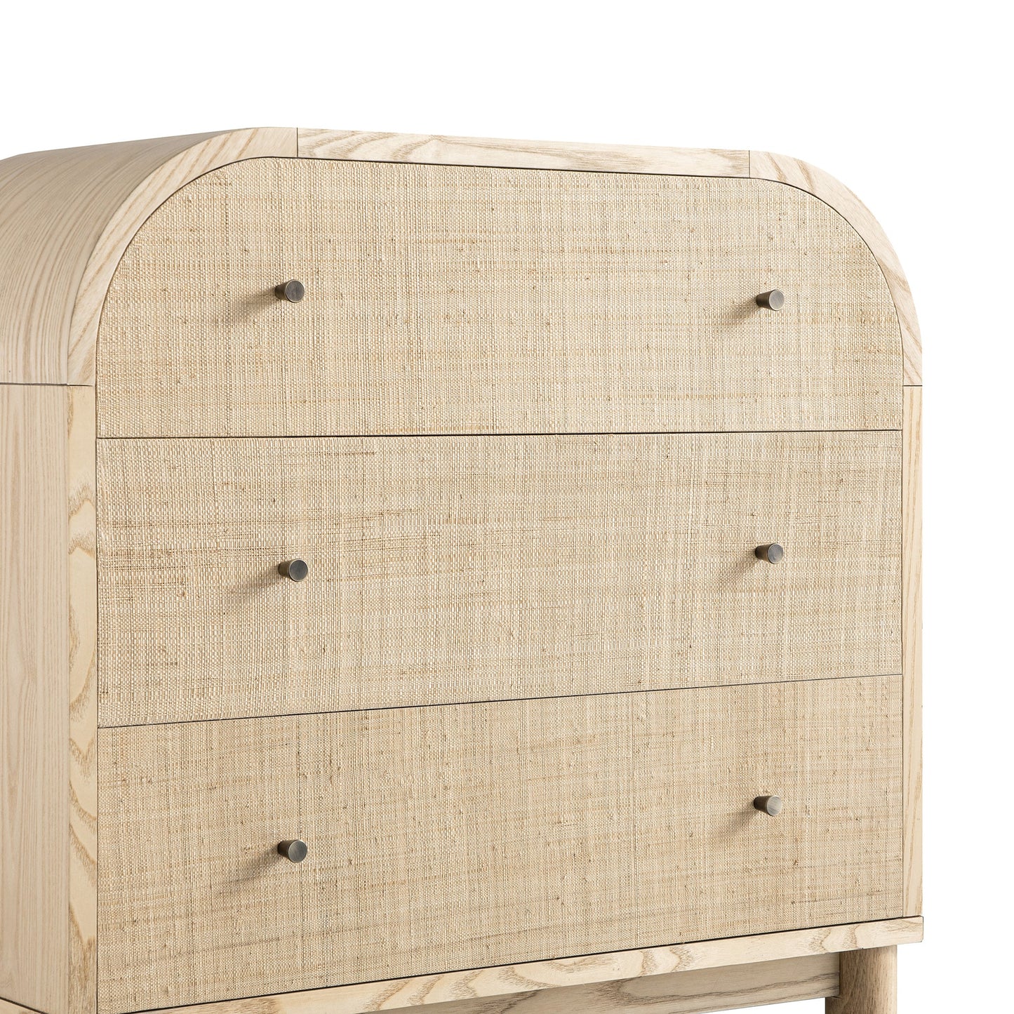 Commode 3 tiroirs Maude, frêne naturel avec raphia