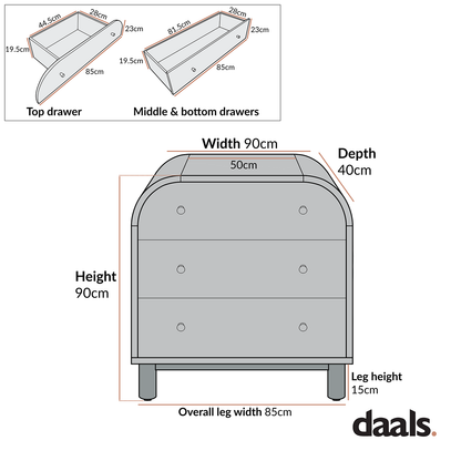 Commode 3 tiroirs Maude, frêne blanc lavé