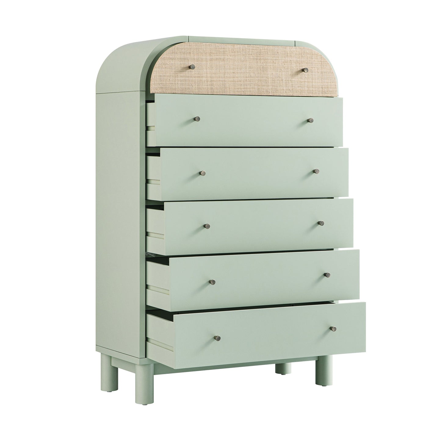 Commode haute Maude, frêne pistache atténué avec raphia