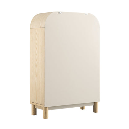 Commode haute Maude, frêne naturel avec raphia