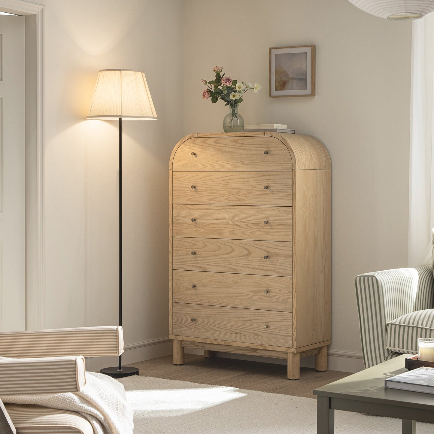 Commode haute Maude, frêne naturel