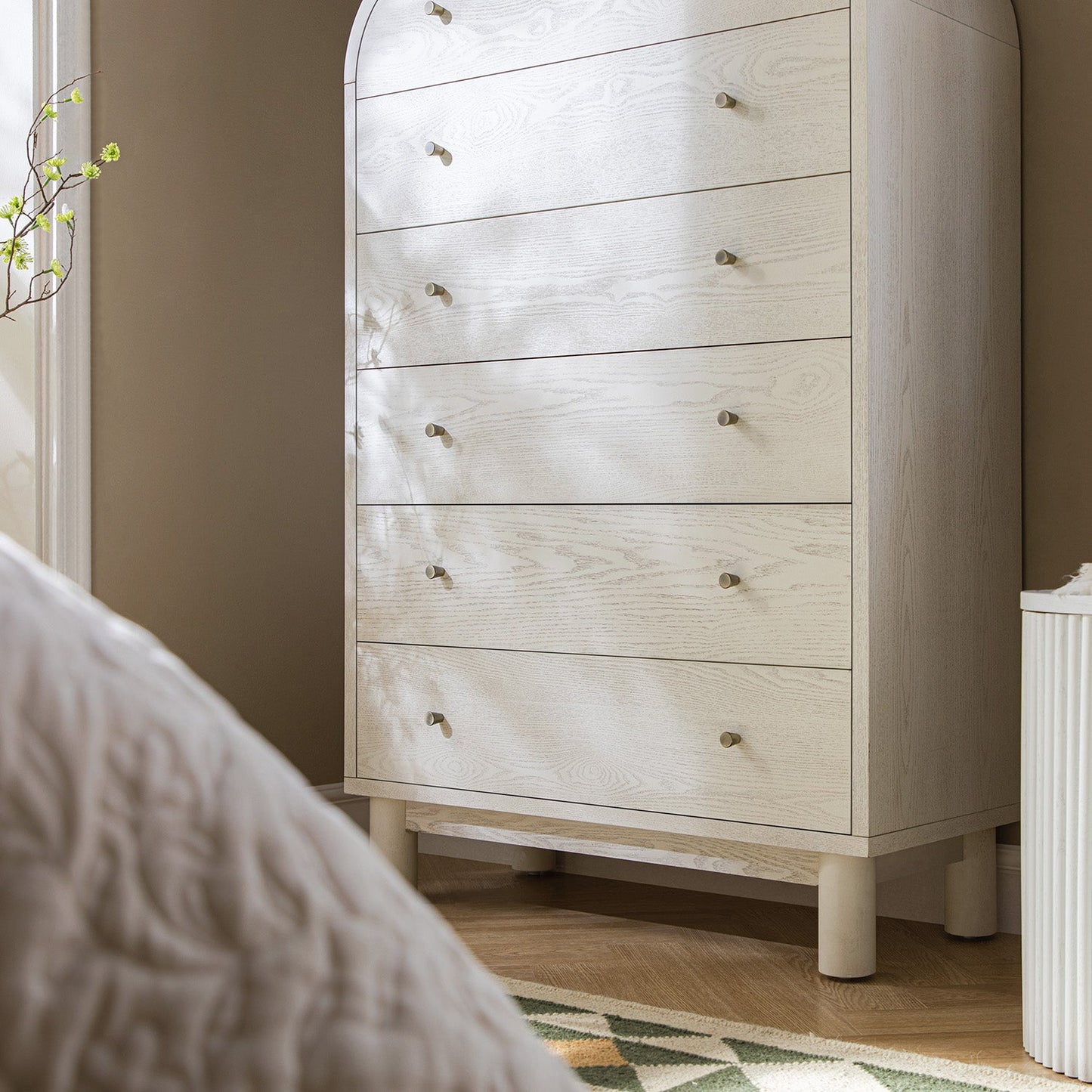 Commode haute Maude, frêne blanc lavé