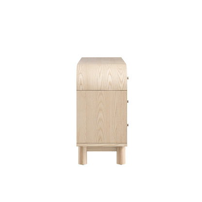 Commode 9 tiroirs Maude, frêne naturel avec raphia