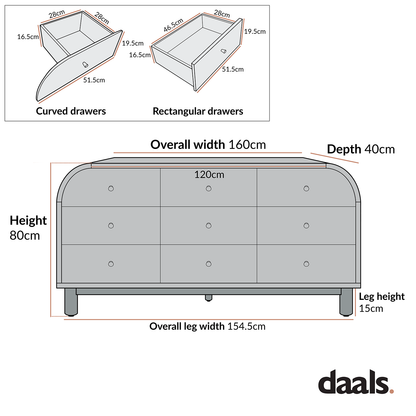 Commode 9 tiroirs Maude, frêne naturel