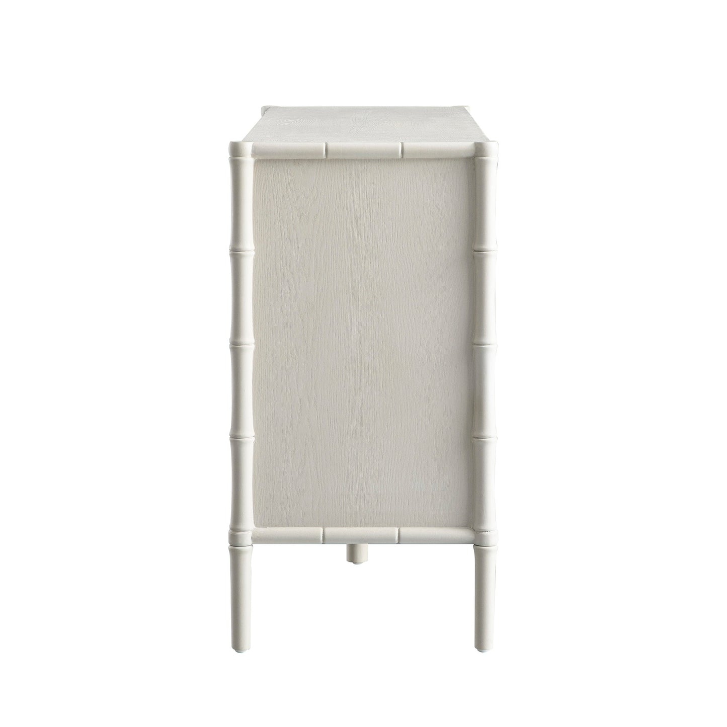 Commode 6 tiroirs Elstowe en imitation bambou, blanc ombré