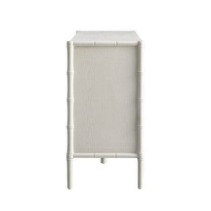 Commode 6 tiroirs Elstowe en imitation bambou, blanc ombré