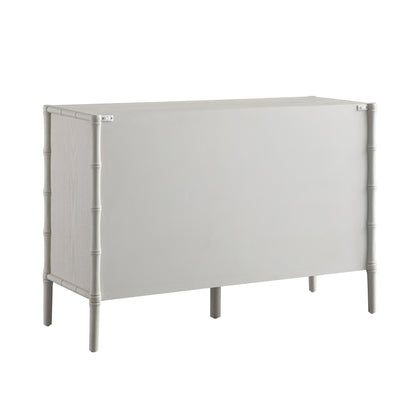 Commode 6 tiroirs Elstowe en imitation bambou, blanc ombré