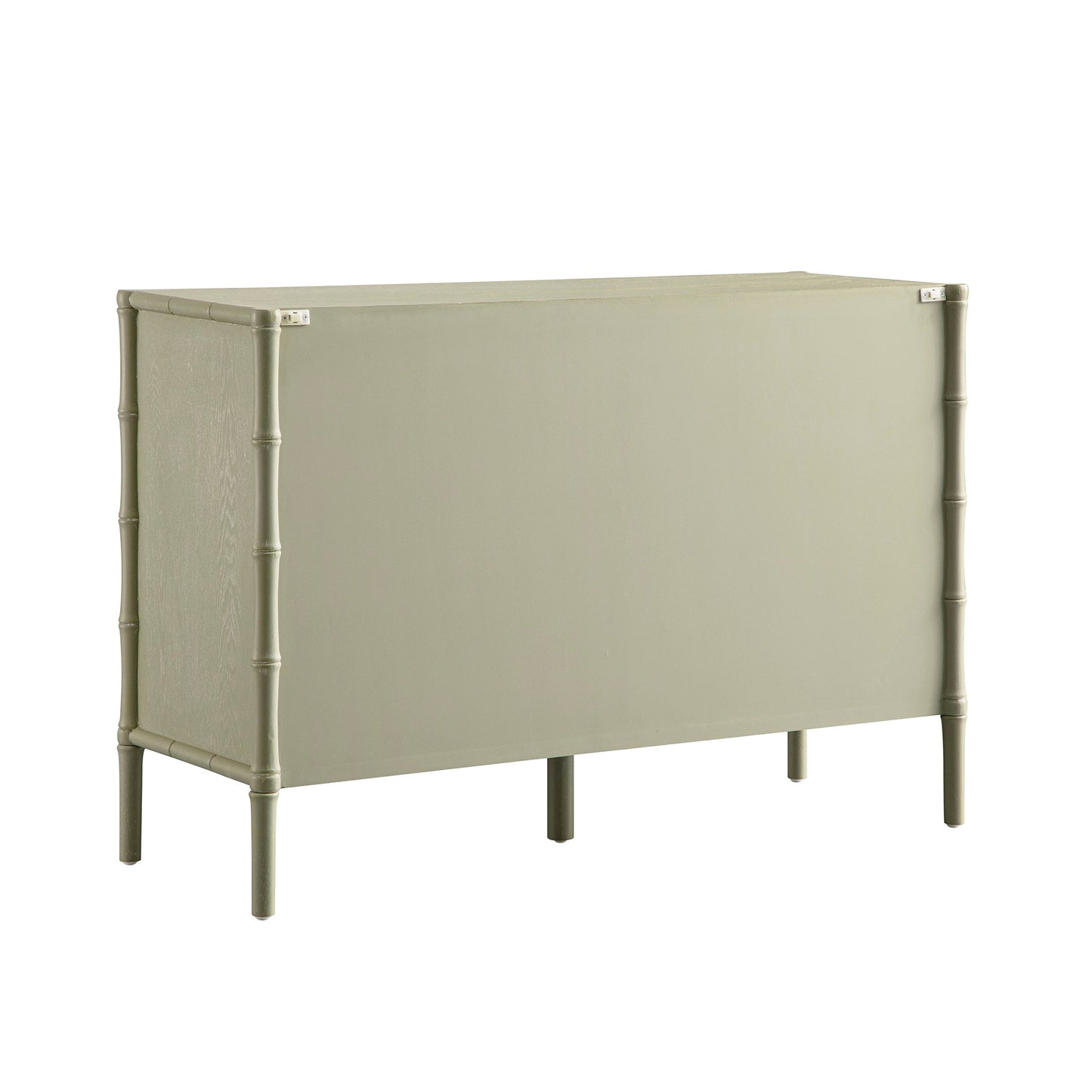 Commode 6 tiroirs Elstowe en imitation bambou, vert sauge
