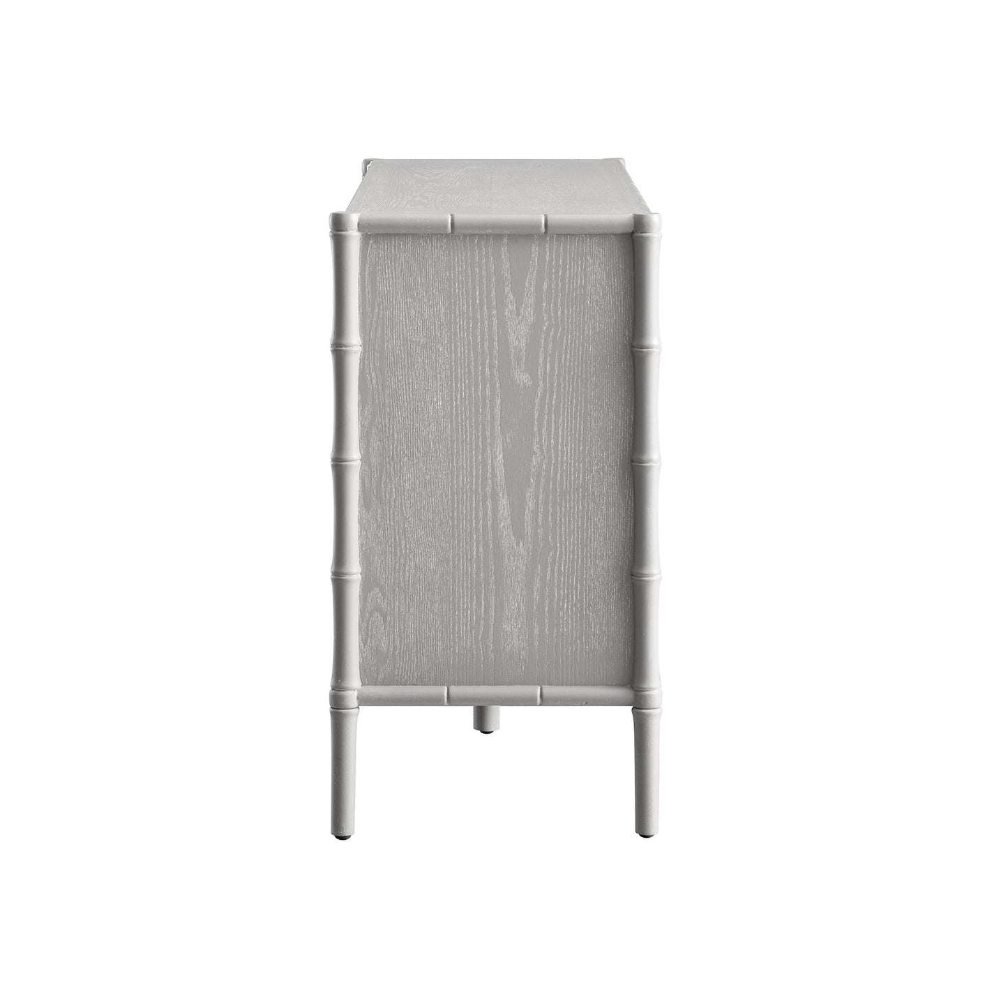 Commode 6 tiroirs Elstowe en imitation bambou, gris chaud