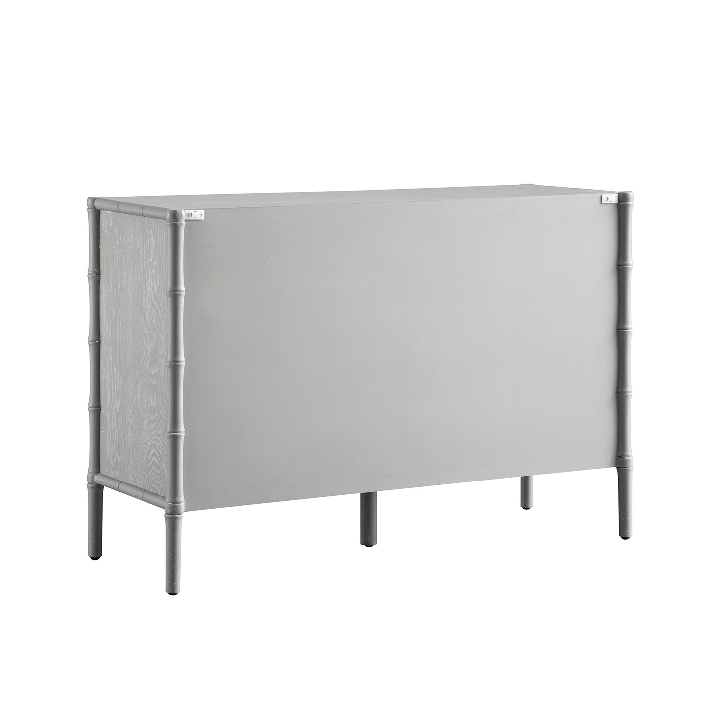 Commode 6 tiroirs Elstowe en imitation bambou, gris chaud