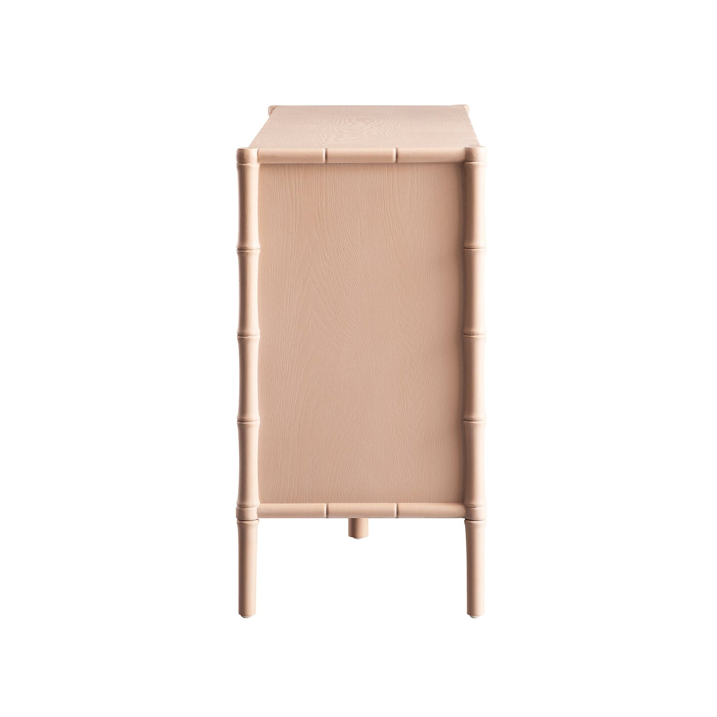 Commode 6 tiroirs Elstowe en imitation bambou, rose nude