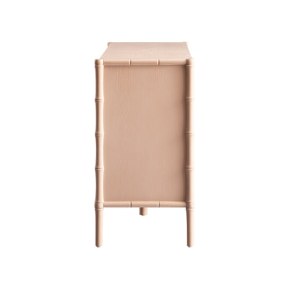 Commode 6 tiroirs Elstowe en imitation bambou, rose nude