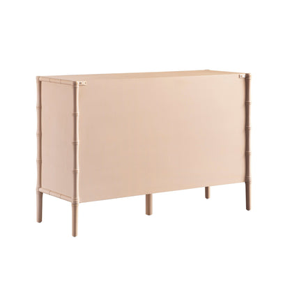 Commode 6 tiroirs Elstowe en imitation bambou, rose nude