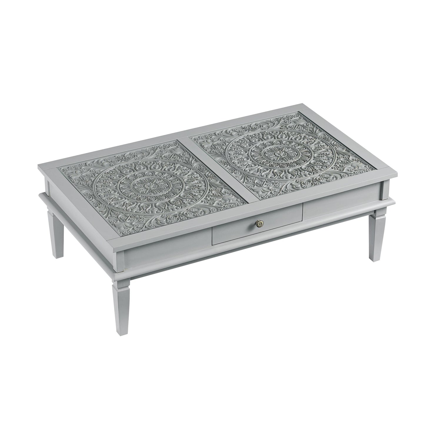 Table basse Chantilly gris moyen avec tiroirs