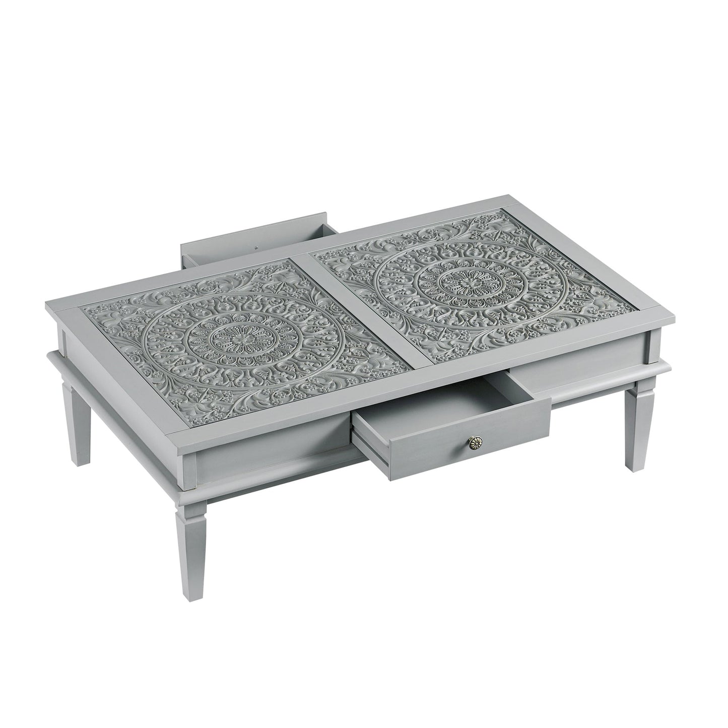 Table basse Chantilly gris moyen avec tiroirs